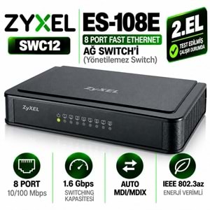 ZYXEL ES-108E 2.EL 8 Port Fast Ethernet (10/100 Mbps) Ağ Switch'i (Yönetilemez Switch)
