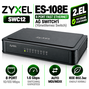 ZYXEL ES-108E 2.EL 8 Port Fast Ethernet (10/100 Mbps) Ağ Switch'i (Yönetilemez Switch)
