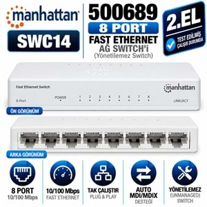 MANHATTAN 500689 2.EL 8 Port Fast Ethernet Ağ Switch'i (10/100 Mbps, Yönetilemez)