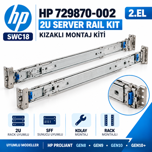 HP 729870-002 HP ProLiant Gen8 Gen9 Gen10 Gen10+ 2U Rack Server Kızaklı Montaj Kiti (2.El)
