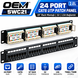 OEM 24 Port RJ45 CAT6 UTP Patch Panel 19