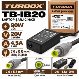 TURBOX TE-IB20 90W 20V 4.5A / 7.9 × 5.5 mm IBM / Lenovo / ThinkPad / Notebook - Laptop Adaptörü