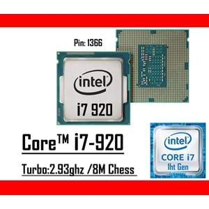 Intel® Core™ i7 920 2.66 Ghz 8mb Cache Lga 1366p Tray Masaüstü Bilgisayar İşlemci