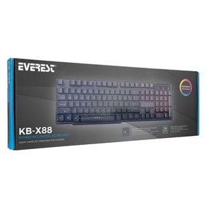 Everest Kb-X88 Blast Usb Gökkuşağı Aydınlatmalı Q Oyuncu Klavyesi Black