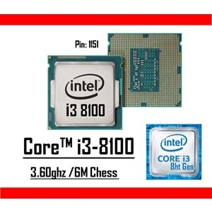Intel® Core™ İ3-8100 3.60 Ghz 3mb Cache Lga 1151p Tray Masaüstü Bilgisayar İşlemci