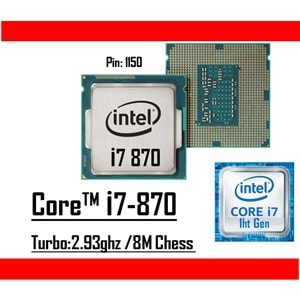 Intel® Core™ i7 870 2.93 Ghz 8mb Cache Lga 1156p Tray Masaüstü Bilgisayar İşlemci