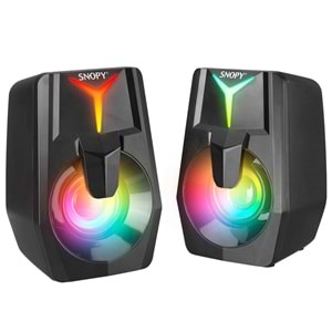Snopy SN-X22 STYLE 2.0 Multimedia Led Işıklı 3W*2 Siyah USB Gaming Speaker Hoparlör