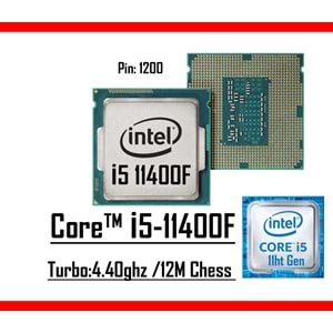 Intel® Core™ İ5 11400F 2.60 Ghz 12mb Cache Lga 1200p Tray Masaüstü Bilgisayar İşlemci