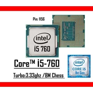 Intel® Core™ i5 760 2.80Ghz 8MB Cache LGA 1156p Tray Masaüstü Bilgisayar İşlemci