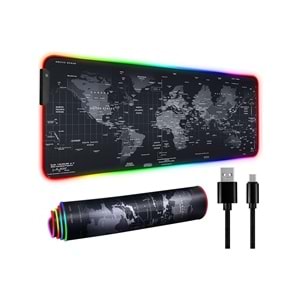 Sarftech 70X30 Dünya Desenli Rgb LED Işıklı Oyuncu Mouse Pad