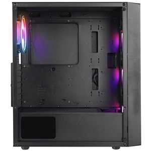 Rampage SLIDER Mesh LED Şerit Temperli Cam Siyah 4*12cm Sabit RGB Fan ATX Mid-T Gaming Oyuncu Kasası