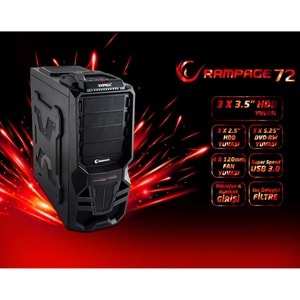 Everest Rampage 72 No BLACK PSU Siyah Usb 3.0 12cm Led Fan Oyun Kasa