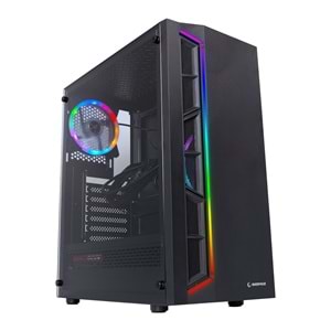 Rampage VICTORY Temperli Camlı 4*12cm RGB Fan + Led Şerit ATX Mid-T Gaming Oyuncu Kasası