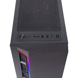 Rampage VICTORY Temperli Camlı 4*12cm RGB Fan + Led Şerit ATX Mid-T Gaming Oyuncu Kasası