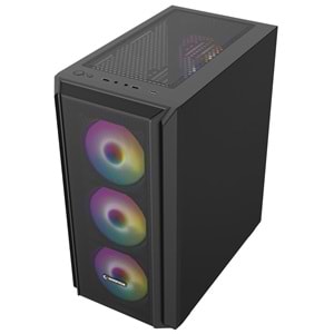 Rampage BETA MESH Standart 4*12cm ARGB Fan Temperli Camlı Mid-T Siyah Oyuncu Kasası