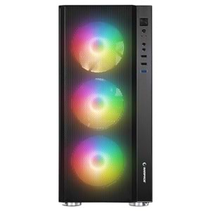 Rampage CARISMA MESH 4*12cm Rainbow Temperli Camlı ATX Mid-T Gaming Oyuncu Kasası