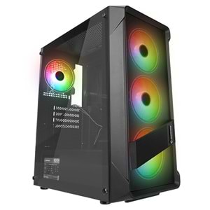 Rampage BLADE Mesh Temperli Camlı Siyah 4*12cm Sabit RGB Fan ATX Mid-T Gaming Oyuncu Kasası
