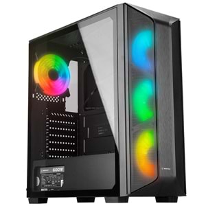 Rampage SAILOR Temperli Camlı Siyah 4*12cm Rainbow Fanlı ATX Mid-T Gaming Oyuncu Kasası