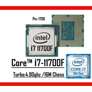 Intel® Core™ i7 11700F 2.5 Ghz 16mb Cache Lga 1200p Tray Masaüstü Bilgisayar İşlemci
