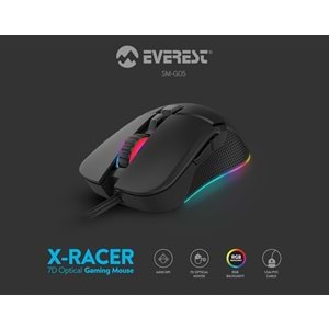 Everest SM-G05 X-RACER Usb Siyah 6400dpi RGB Ledli Gaming Oyuncu Mouse