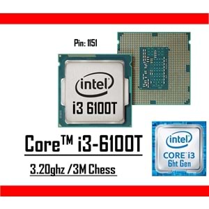 Intel® Core™ İ3 6100T 3.20 Ghz 3mb Cache Lga 1151p Tray Masaüstü Bilgisayar İşlemci