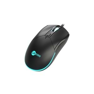Lecoo MS120 RGB Led Aydınlatmalı USB Kablolu 2400DPI 4 Tuşlu Gaming Optik Mouse Siyah