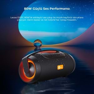 Lecoo DS151 Boombox RGB Bluetooth 5.0 Stereo 80W TWS IPX5 Taşınabilir Hoparlör Siyah