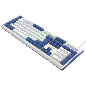 Everest KB-74 Beyaz/Mavi USB Rainbow Aydınlatmalı Q Membrane