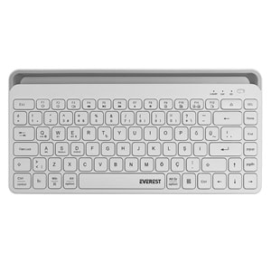 Everest KB-BT66 Beyaz 2.4G+BT1+BT2 üçü bir arada 3 in 1 Q Kablosuz klavye