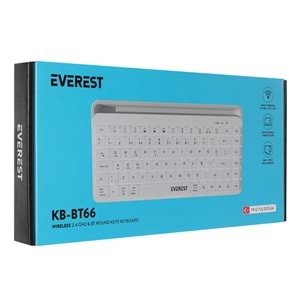 Everest KB-BT66 Beyaz 2.4G+BT1+BT2 üçü bir arada 3 in 1 Q Kablosuz klavye