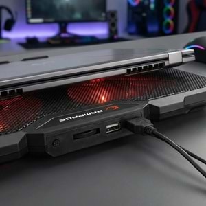 Addison Rampage AD-RC12 CLAW Siyah 2 Fan 2 USB RGB Işıklı 15-17 Notebook Soğutucu Stand