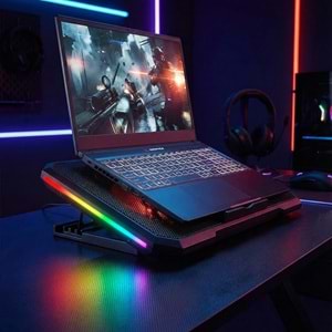 Addison Rampage AD-RC12 CLAW Siyah 2 Fan 2 USB RGB Işıklı 15-17 Notebook Soğutucu Stand