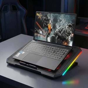 Addison Rampage AD-RC12 CLAW Siyah 2 Fan 2 USB RGB Işıklı 15-17 Notebook Soğutucu Stand