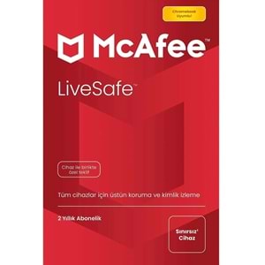 McAfee LiveSafe Antivirüs 2 Yıllık / Sınırsız Cihaz Lisans