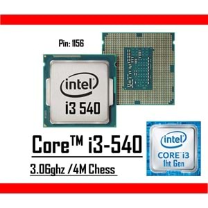 Intel® Core™ İ3 540 3.06 Ghz 4mb Cache Lga 1156p Tray Masaüstü Bilgisayar İşlemci