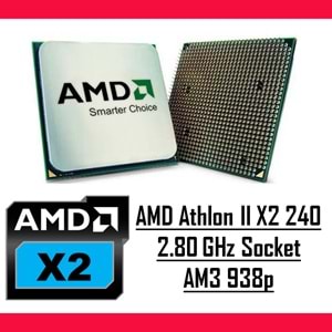 AMD Athlon II X2 240 2.80 Ghz AM3 938p Tray Masaüstü Bilgisayar İşlemci