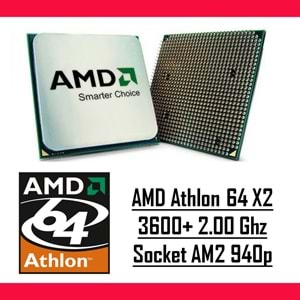 AMD Athlon 64 X2 3600+ 2.00 Ghz AM2 940p Tray Masaüstü Bilgisayar İşlemci