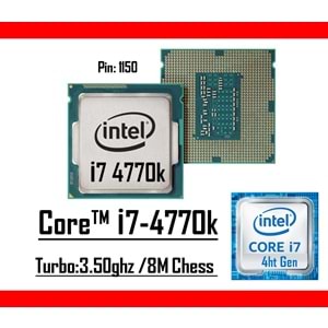 Intel® Core™ i7 4770K 3.5 Ghz 8mb Cache Lga 1150p Tray Masaüstü Bilgisayar İşlemci