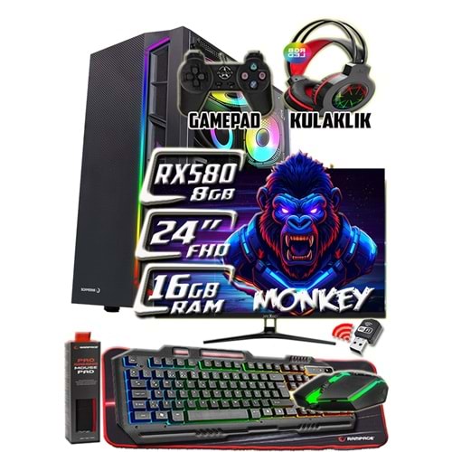 WarboX MONKEY Xeon X5650 16gb Ram 256gb Ssd 250gb Hdd RX580 DDR5 8GB E.Kartı 24