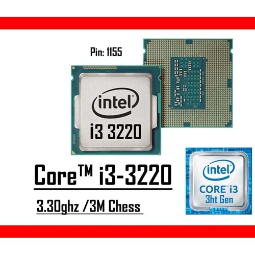 Intel® Core™ i3 3220 3.30 Ghz 3mb Cache Lga 1155p Tray Masaüstü Bilgisayar İşlemci