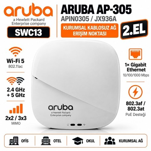ARUBA AP-305 (APIN0305) 2.EL Kurumsal Kablosuz Ağ Erişim Noktası (Wi-Fi Access Point)