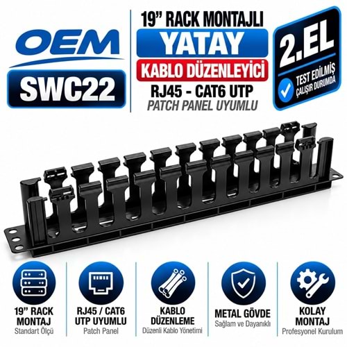 OEM Server Kabin Yatay Kablo Düzenleyici RJ45 CAT6 UTP Patch Panel 19