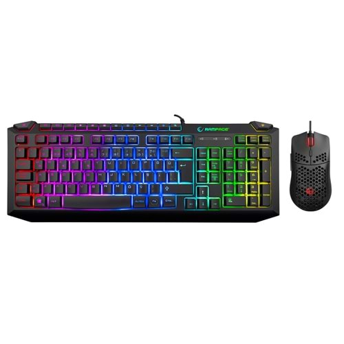 Rampage KB-R310 BROKER V2 Siyah Usb Gökkuşağı Zemin Aydınlatmalı 12800 DPI Oyuncu Klavye + Mouse Set