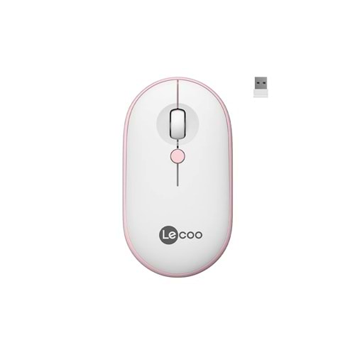 Lecoo WS212 Kablosuz 1600DPI 4 Tuşlu Optik Mouse Beyaz & Pembe