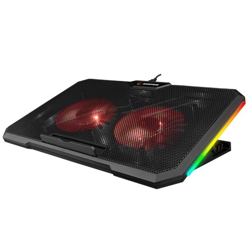 Addison Rampage AD-RC12 CLAW Siyah 2 Fan 2 USB RGB Işıklı 15-17 Notebook Soğutucu Stand
