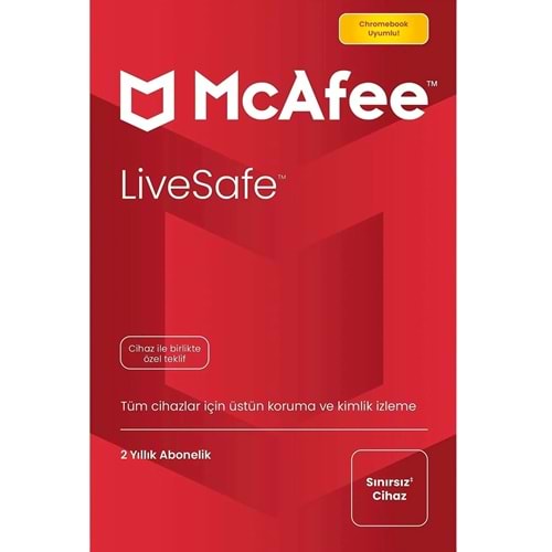 McAfee LiveSafe Antivirüs 2 Yıllık / Sınırsız Cihaz Lisans