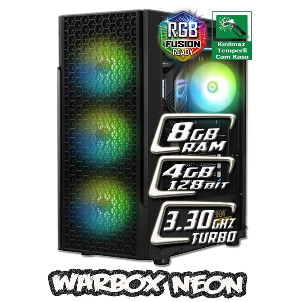 WarboX Neon İ5 3350p 8gb Ram 256gb Ssd 250gb Hdd R7 240 4gb E.kartı Gaming Bilgisayar