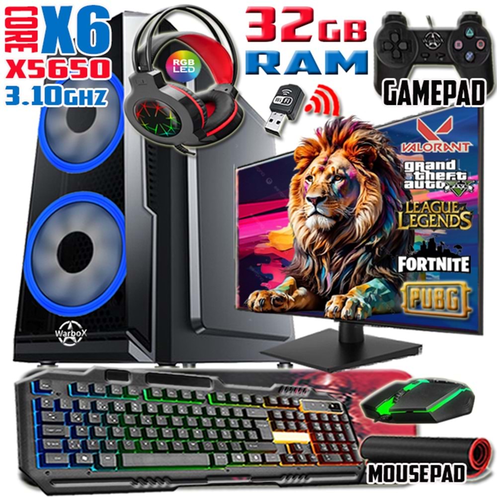 WarboX King Xeon X5650 Işlemci 32gb Ram 512gb Ssd R7 240-4gb E.kartı 24