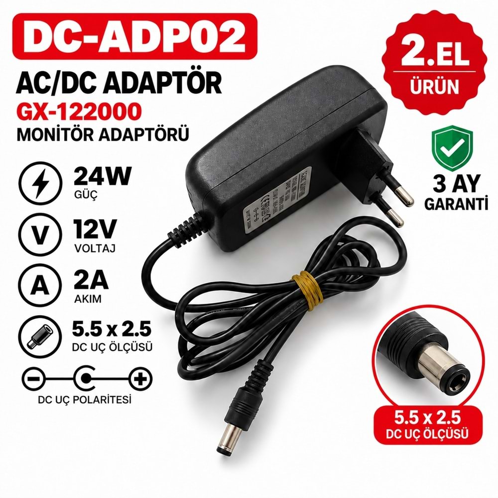 AC-DC ADAPTÖR DC-ADP06 - 18W - 12V - 1.5A / 5.5 × 3.0 mm - 2.El Toshiba Modem ve Switch Adaptörü
