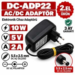 AC/DC ADAPTÖR XK-C200C5.0 - 10W - 5V - 2A / 3.5 × 1.3 mm - 2.El Elektronik Cihaz Adaptörü